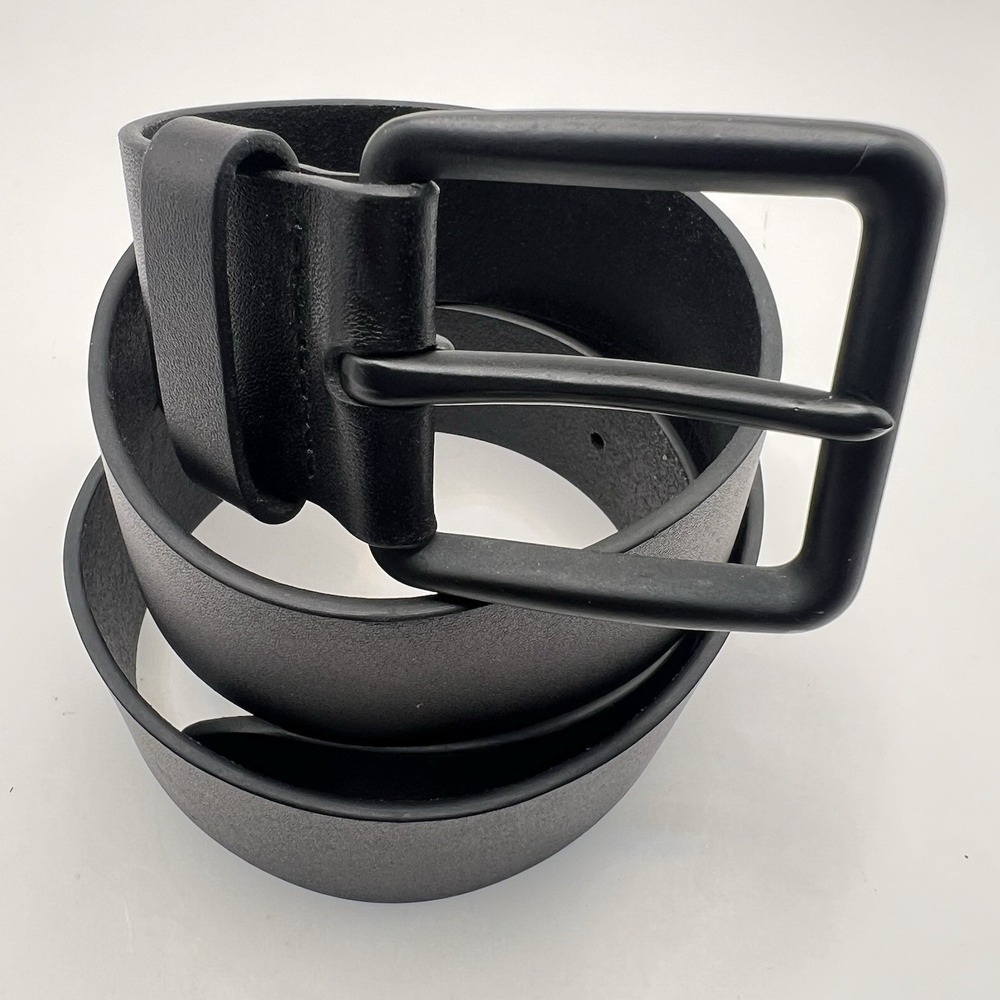 1901 Leather Belt 34 Black Classic Minimalist Black Tone Buckle
